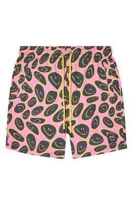 WeSC Marty Trippy Smiley Drawstring Shorts in Pink Assorted