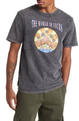 WeSC Max Inside Out Shroom World's Graphic T-Shirt in Acid Wash Grey