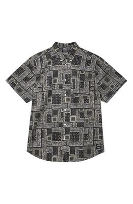 WeSC Oden Bandana Print Short Sleeve Button-Down Shirt in Black Assorted