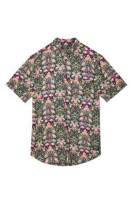 WeSC Oden Flamingo Wild Floral Short Sleeve Button-Down Shirt in Black Assorted