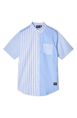 WeSC Oden Sail Away Stripe Short Sleeve Button-Down Shirt in Blue Assorted