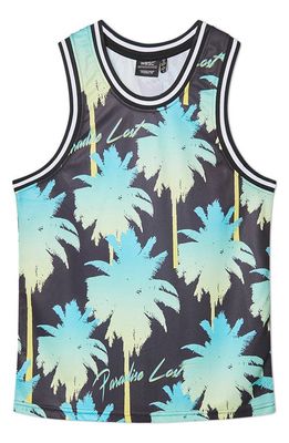 WeSC Palm Tree Mesh Basketball Tank in Safety Yellow