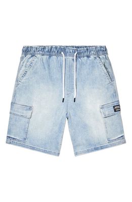 WeSC Utility Stretch Cotton Cargo Shorts in Authentic Light Wash