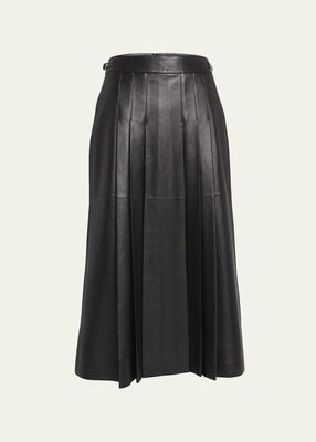 Wesley Pleated Leather Skirt