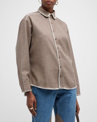 Western Button-Front Check Shirt