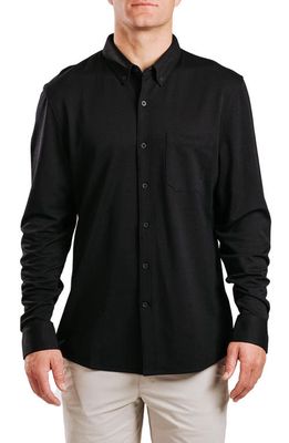 Western Rise Limitless Merino Wool Blend Button-Down Shirt in Black