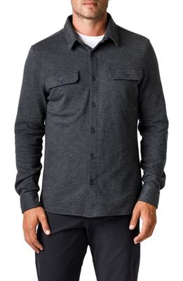 Western Rise Transit Knit Button-Up Overshirt in Dark Grey