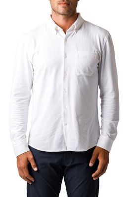 Western Rise X Performance Cotton Blend Button-Down Shirt in White 