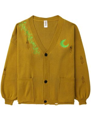 WESTFALL distressed-effect embroidered cardigan - Yellow