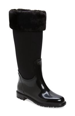 WET KNOT Tatum Waterproof Faux Fur Trim Knee High Boot in Black