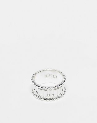 WFTW embossed band ring with bead detail in silver