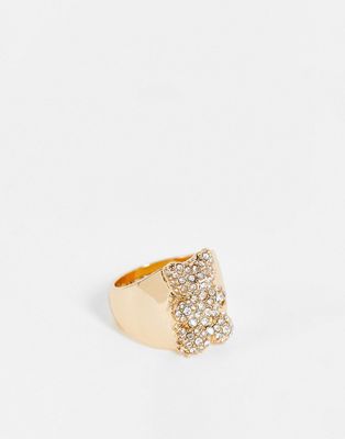 WFTW gummy bear signet ring in gold and crystal