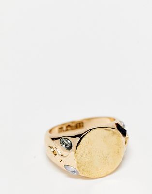 WFTW signet ring with crystal gem stones in gold