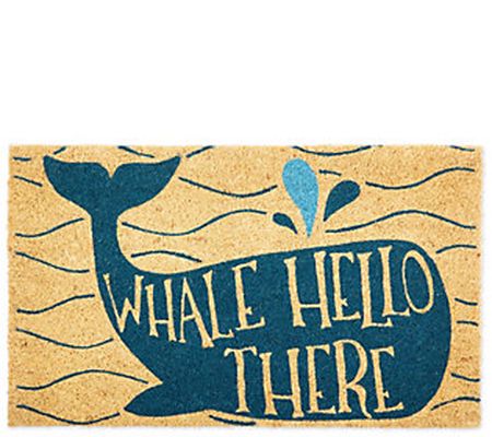 Whale Hello There Natural Coir Doormat with Non slip Back