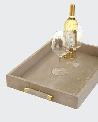 Wheat Faux-Shagreen Serving Tray