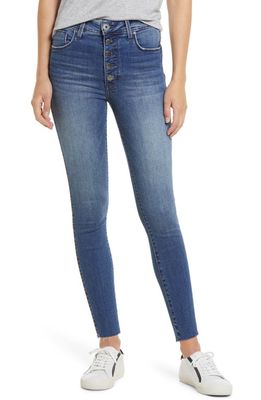 Whetherly Cooper Exposed Button Fly High Waist Skinny Jeans in Med Tummel