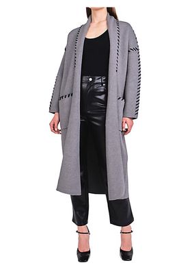 Whip Stitched Long Knit Cardigan