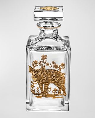 Whiskey Decanter With Golden Pig