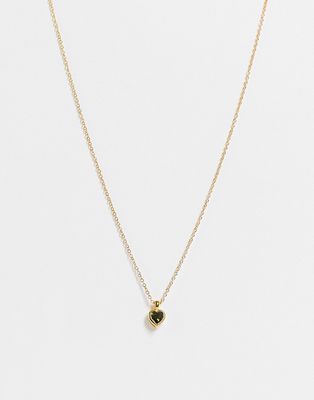 Whistles black enamel heart necklace in gold