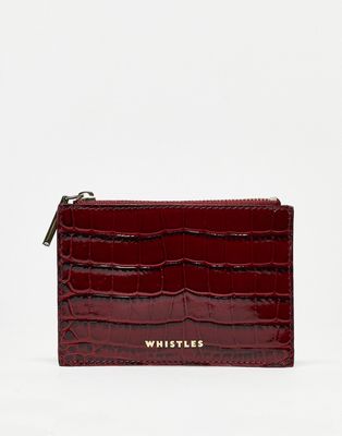 Whistles faux croc coin purse in red