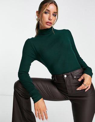 Whistles high neck fitted polo top in dark green