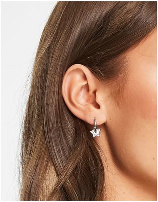 Whistles mini hoop star earrings in silver