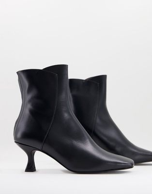 Whistles Wade square toe leather boot in black