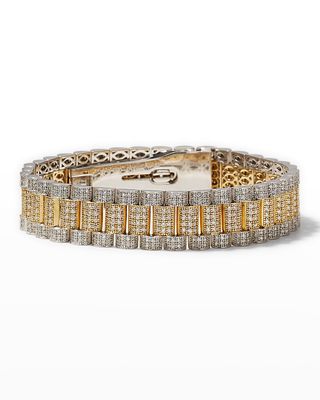 White and Yellow Gold Pave Diamond Link Bracelet