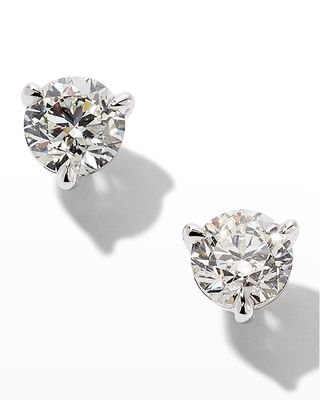 White Gold 2 Round Diamond Champagne Stud Earrings