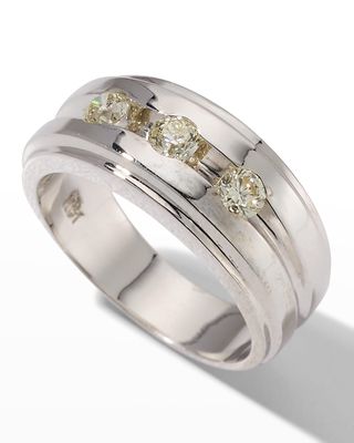 White Gold 3-Round Diamond Polish Ring