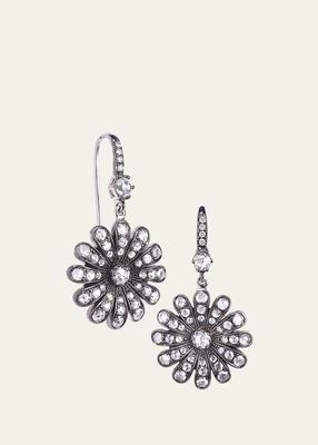 White Gold & Black Rhodium Daisy Earrings With Diamonds