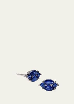 White Gold & Black Rhodium Extra Large Invisible Stud Earrings With Sapphires