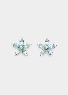 White Gold Aquamarine and Diamond Earrings
