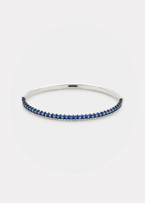 White Gold Bangle Bracelet with Blue Sapphires and Diamonds