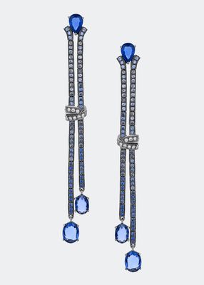 White Gold Blue Sapphire Drop Earrings