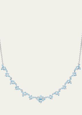 White Gold Bubble Cluster Necklace With Diamonds and Aquamarine