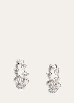 White Gold Chrona Mini Hoop Earrings with Diamonds