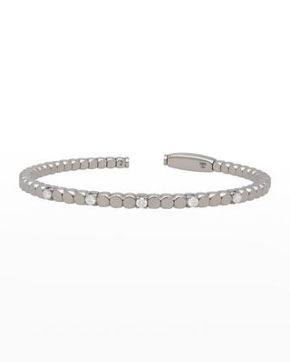 White Gold Dado Bangle with 5 Diamonds