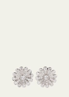 White Gold Daisy Earrings with Diamonds