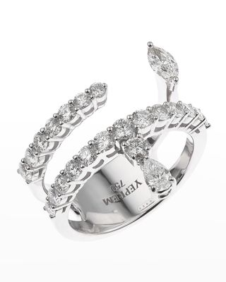 White Gold Diamond Row Ring, Size 6.5