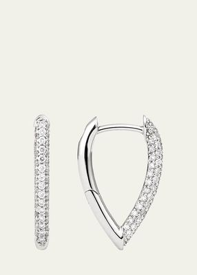 White Gold Drop Link Creole 18MM Earrings with Diamonds