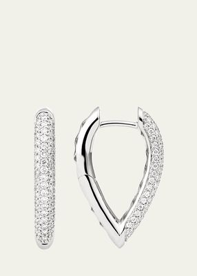 White Gold Drop Link Creole 21MM Earrings with Diamonds