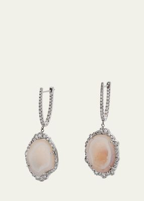 White Gold Earrings with Opal and Diamonds