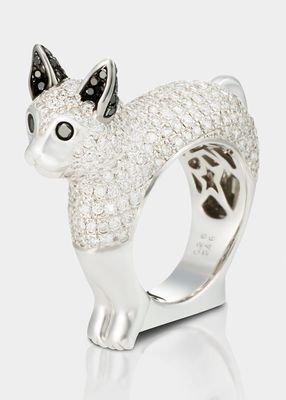 White Gold Kitty Ring with Sapphires and Diamonds