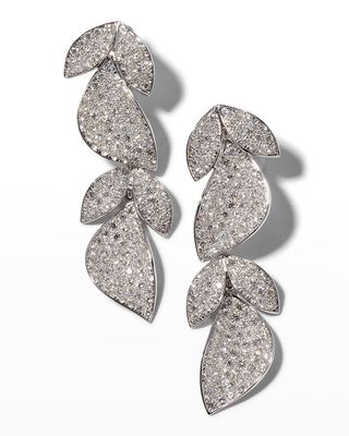 White Gold Pave Diamond Leaf Earrings