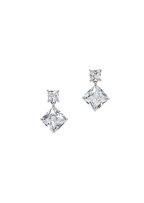 White-Gold-Plated, Cubic Zirconia & Glass Stone Drop Earrings