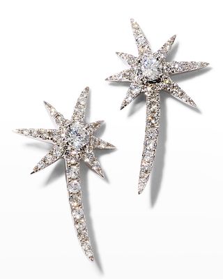 White Gold Shooting Starburst Earrings with Diamonds