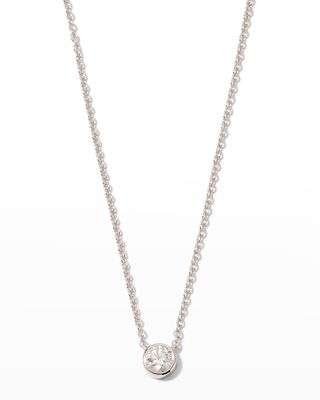 White Gold Solo Bezel Diamond Necklace, 18"L