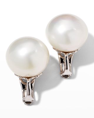 White Gold South Sea Pearl Clip Earrings