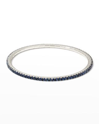 White Gold Stretch Blue Sapphire with Black Rhodium Tennis Bracelet